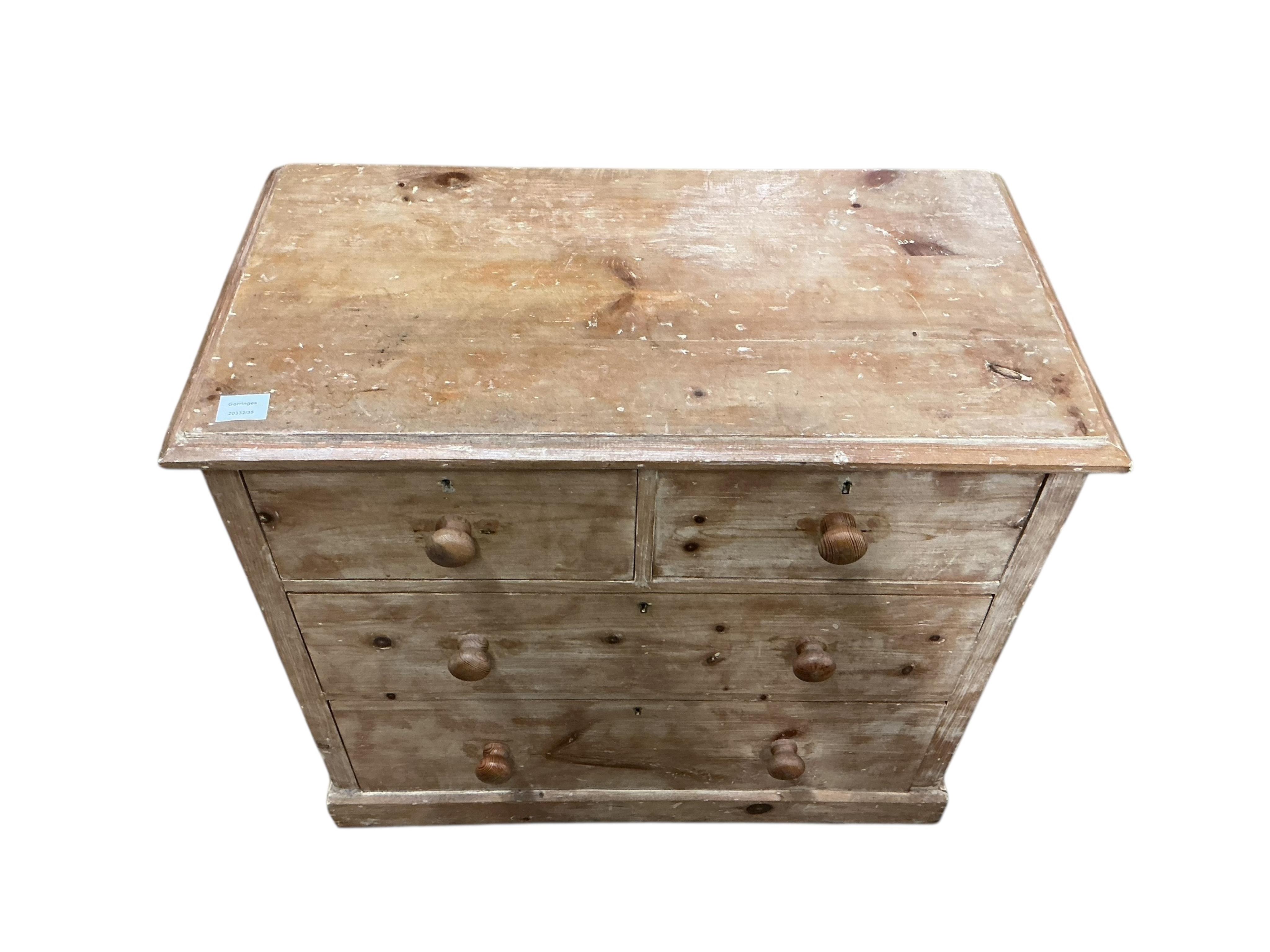 A small late Victorian pine chest, width 80cm, depth 44cm, height 72cm